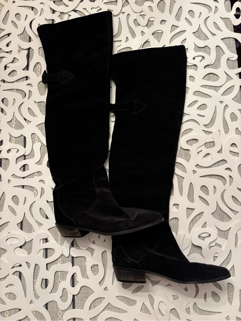 Black Suede Over-the-Knee Women's Boots